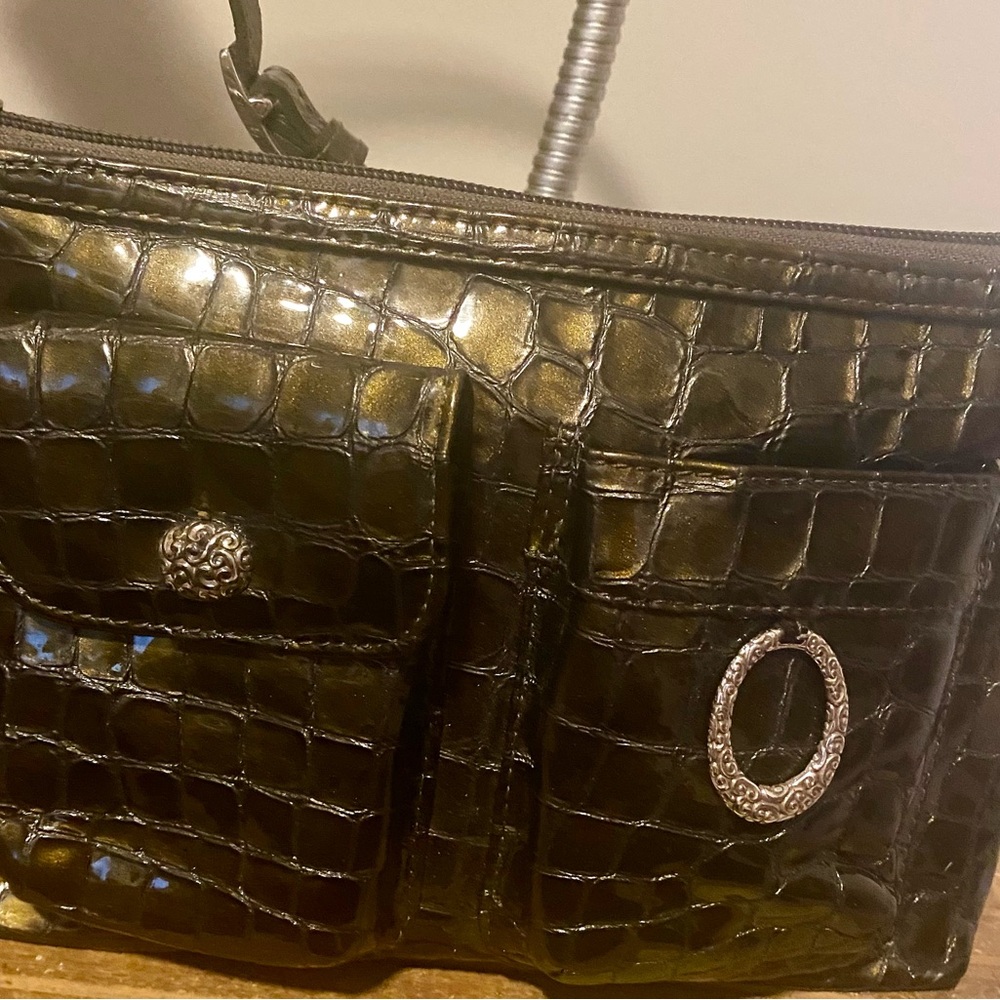 Brighton brand Cher Modern Mini handbag Brown & gold metallic color No flaws - Picture 3 of 16
